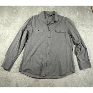Axist Men's Button Up Long Sleeve Chest Pockets Casual Dress Shirt Gray Size XL